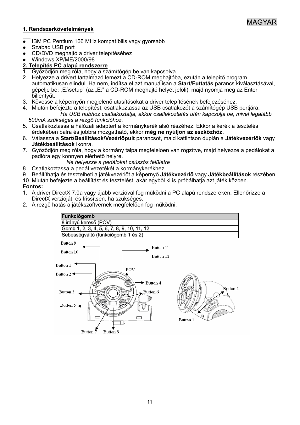 Sw3 mt_hun.pdf | GENIUS Speed Wheel 3 MT User Manual | Page 12 / 18