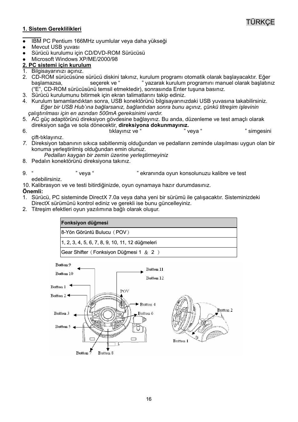 Sw3 mt_tur.pdf | GENIUS Speed Wheel 3 MT User Manual | Page 17 / 18