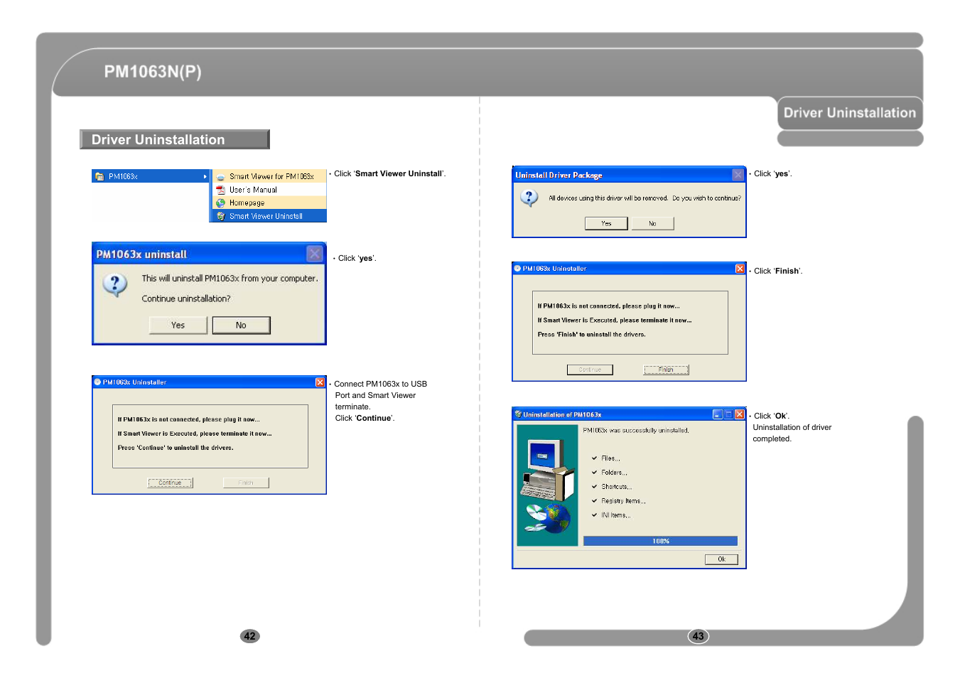 Driver uninstallation | CNB PM1063P User Manual | Page 22 / 48