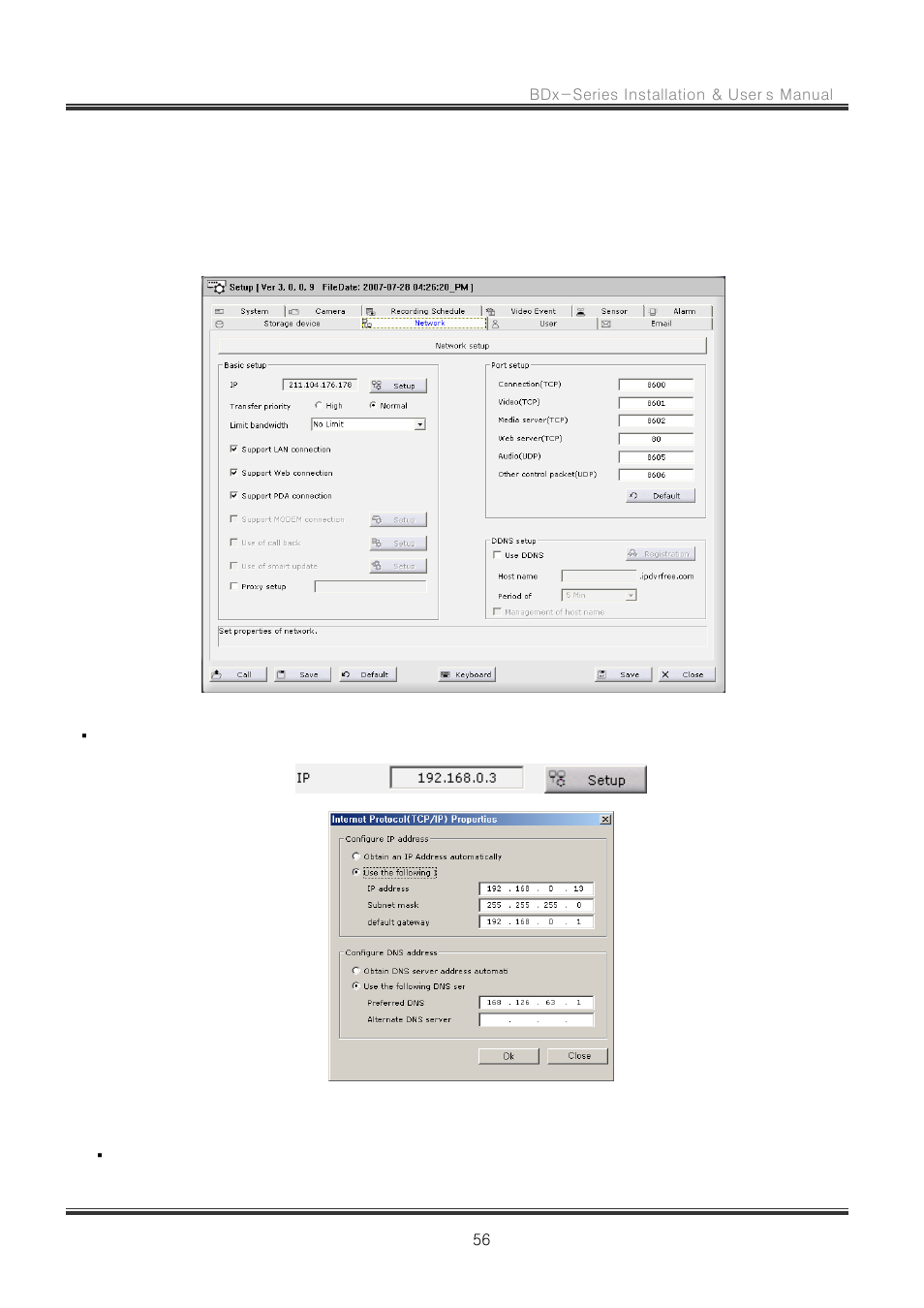 Network configuration, 1 dvr network setup | CNB RBDS4848 User Manual | Page 56 / 99
