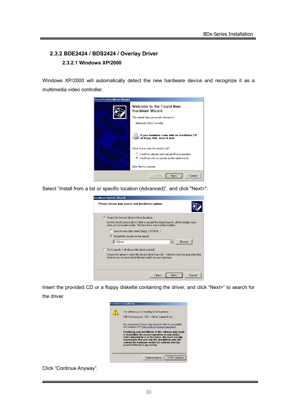 2 bde2424 / bds2424 / overlay driver | CNB BDS4812 (discontinued) User Manual | Page 30 / 55
