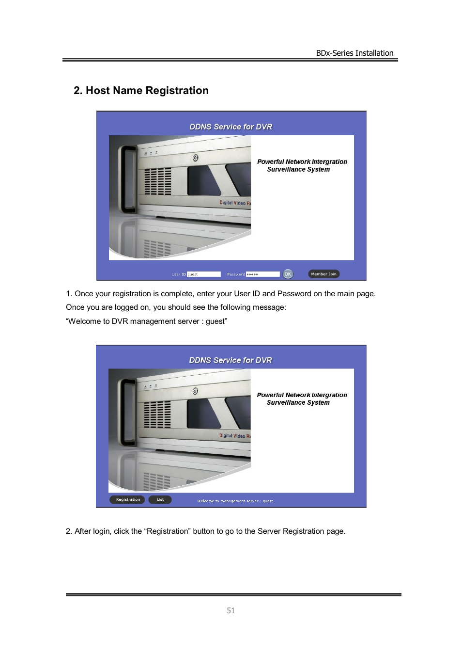 Host name registration | CNB BDS4812 (discontinued) User Manual | Page 51 / 55