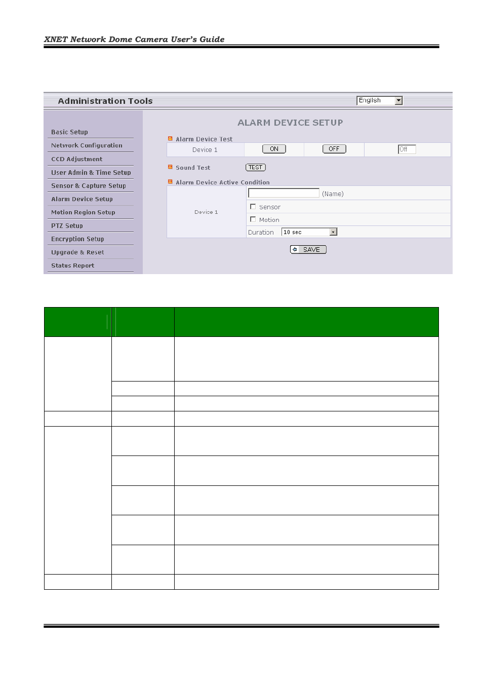 Alarm device setup | CNB ID2810PVF User Manual | Page 28 / 44