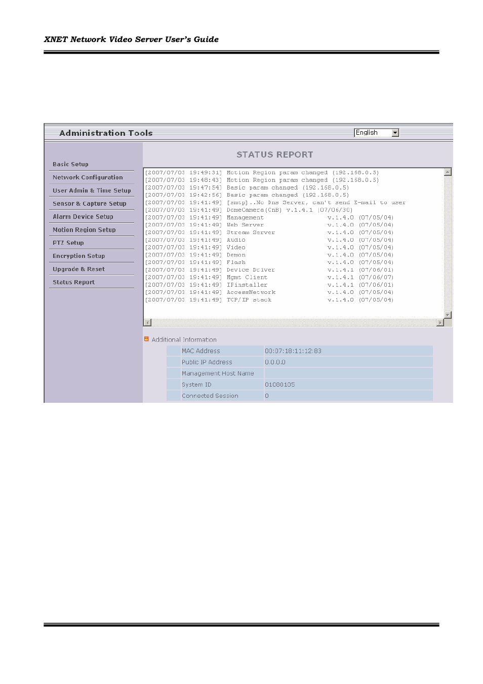 Status report | CNB INS1000 User Manual | Page 37 / 44