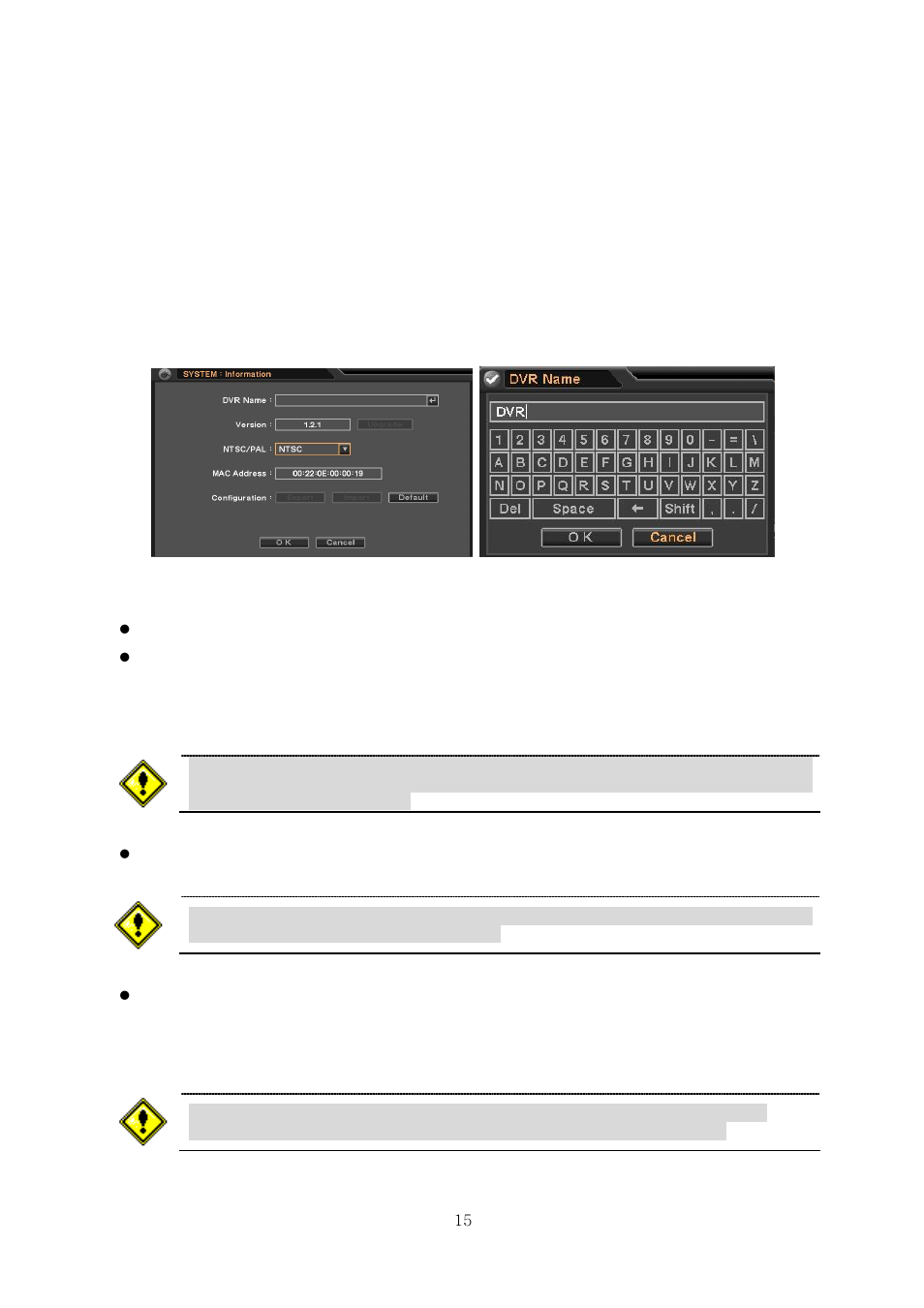 Dvr configuration, 1. system, 1-1. menu > system > information | CNB HDF1212 User Manual | Page 15 / 58