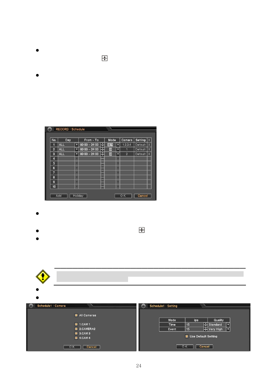 3-2. menu > record > schedule | CNB HDF1212 User Manual | Page 24 / 58