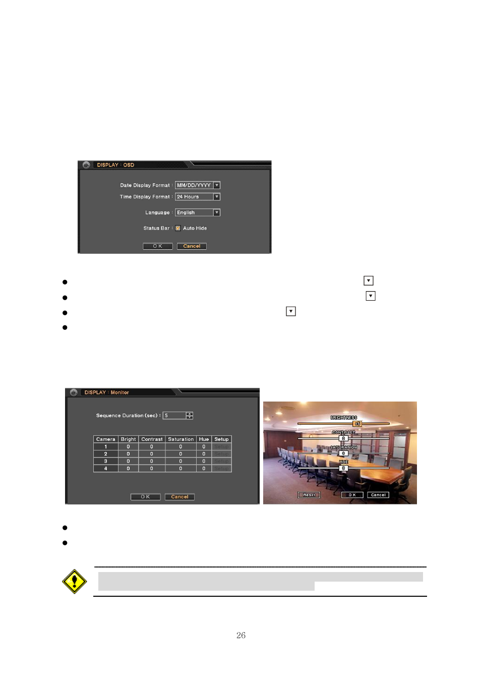 4. display, 4-1. menu > display > osd, 4-2. menu > display > monitor | CNB HDF1212 User Manual | Page 26 / 58