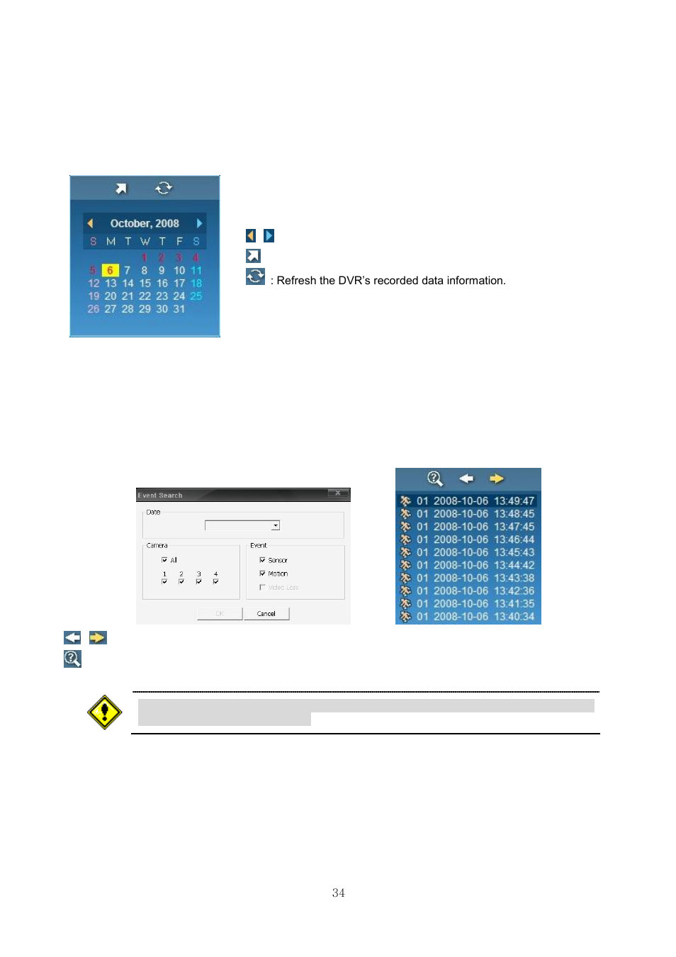 3-1. calendar search, 3-2. event search | CNB HDF1212 User Manual | Page 34 / 58