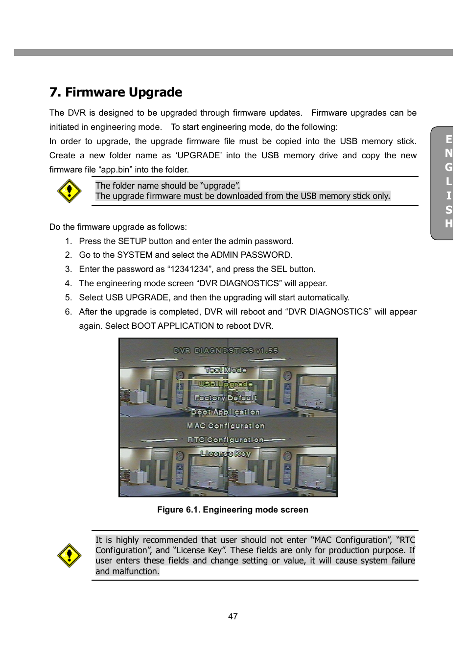 Firmware upgrade | CNB SDF1212CD User Manual | Page 47 / 115