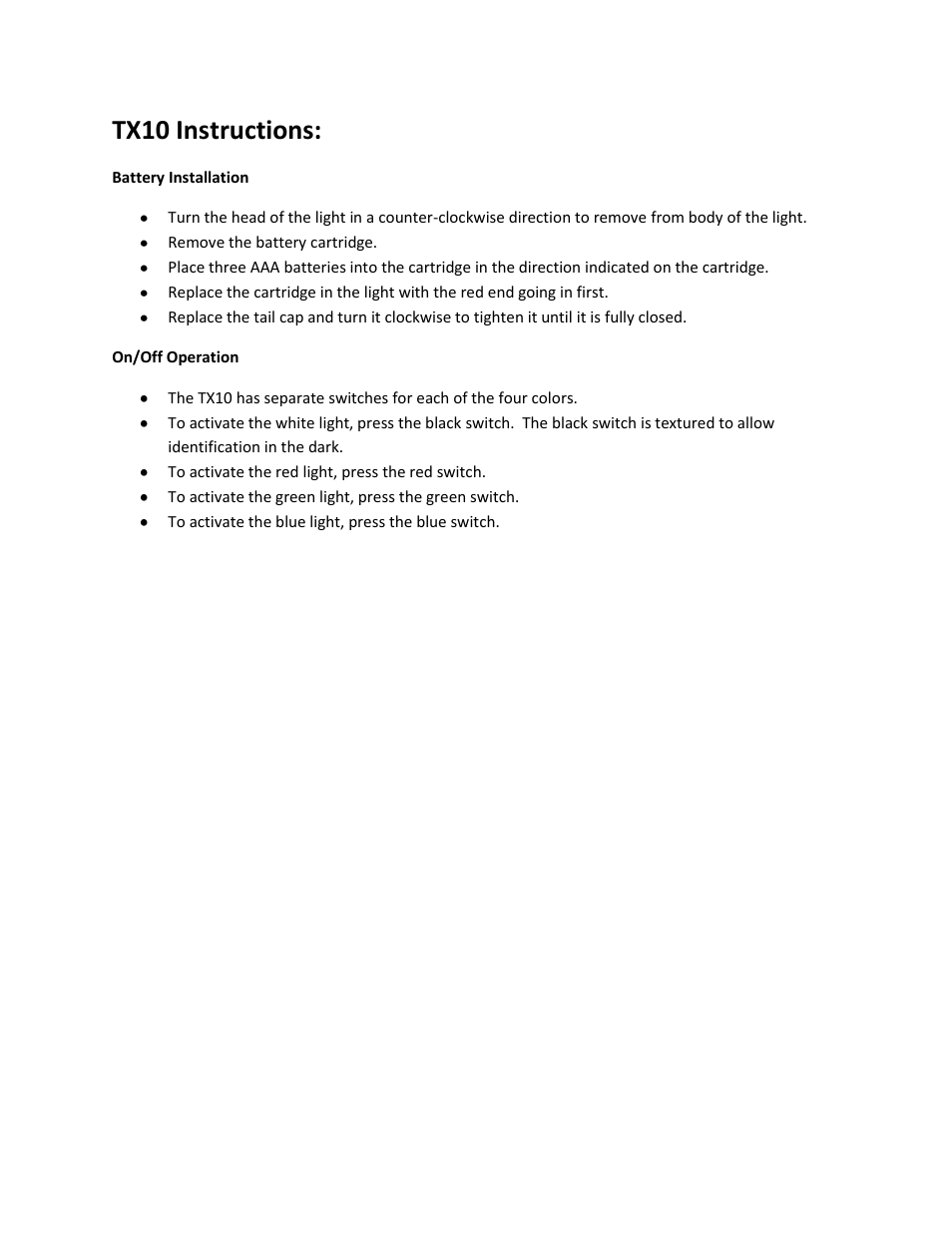 Coast TX10 User Manual | 1 page