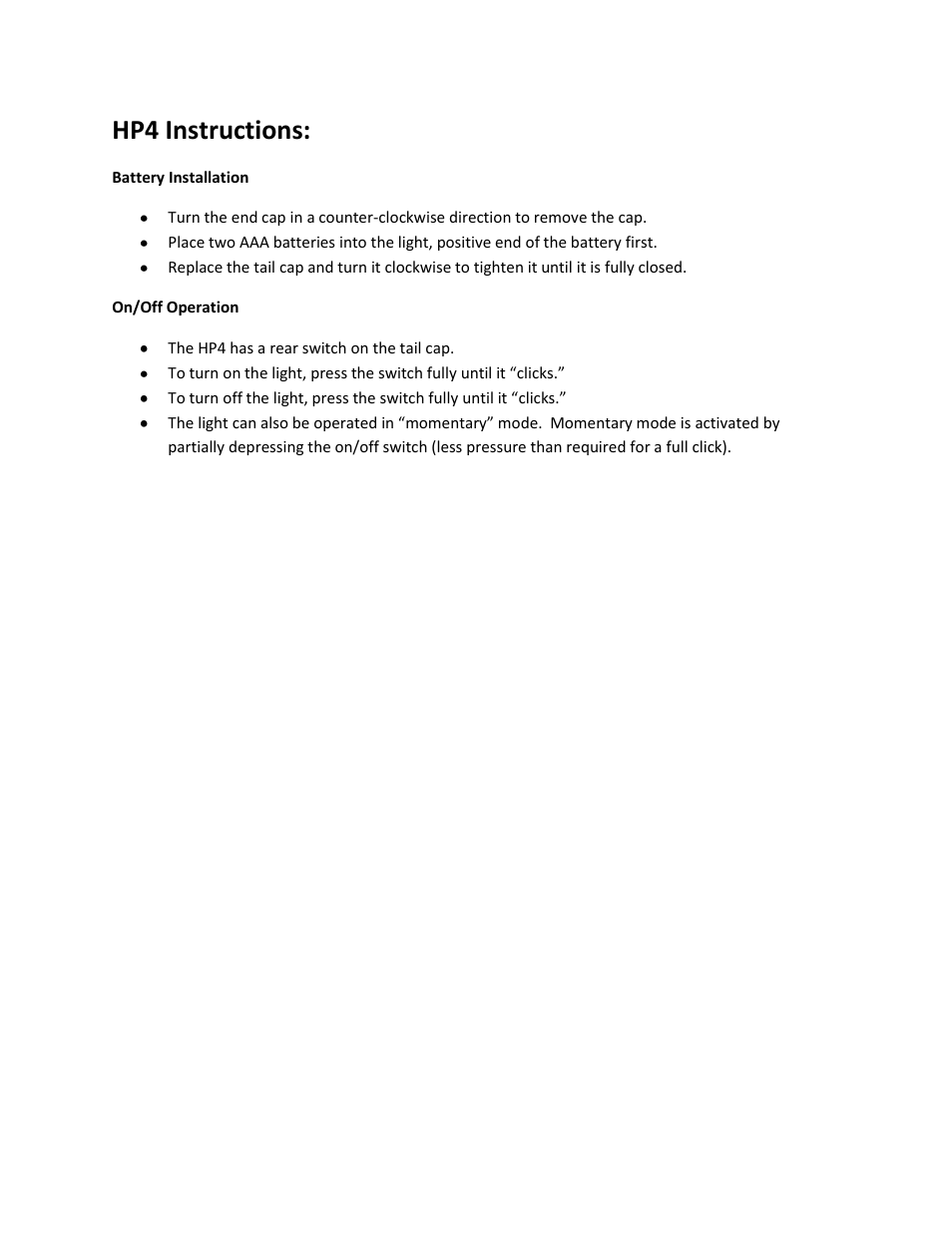 Coast HP4 User Manual | 1 page