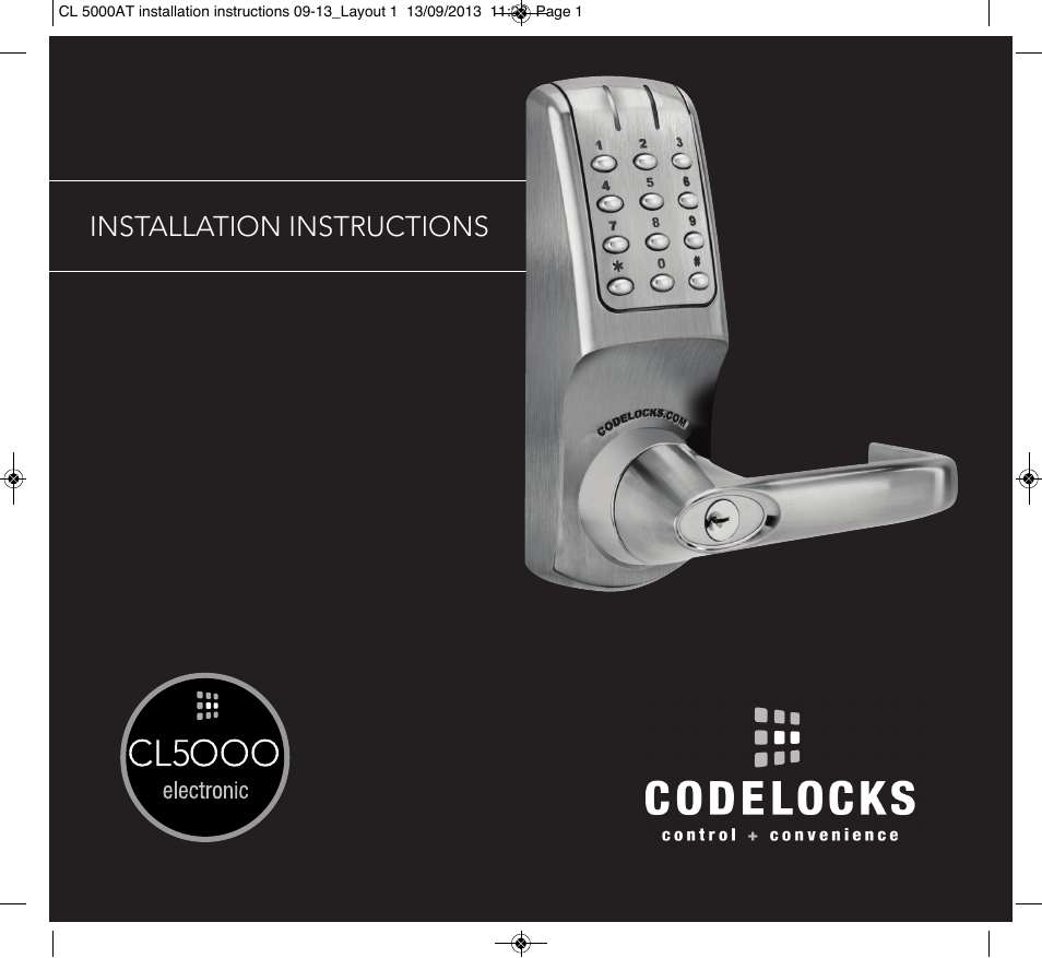 Codelocks CL5020 Mortice Latch with Double Cylinder User Manual | 12 pages