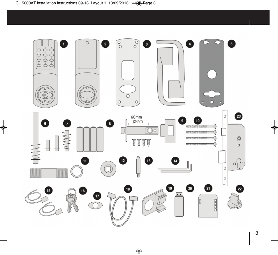 Codelocks CL5020 Mortice Latch with Double Cylinder User Manual | Page 3 / 12
