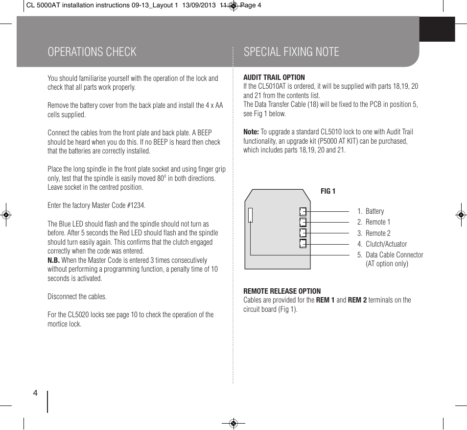 Codelocks CL5020 Mortice Latch with Double Cylinder User Manual | Page 4 / 12