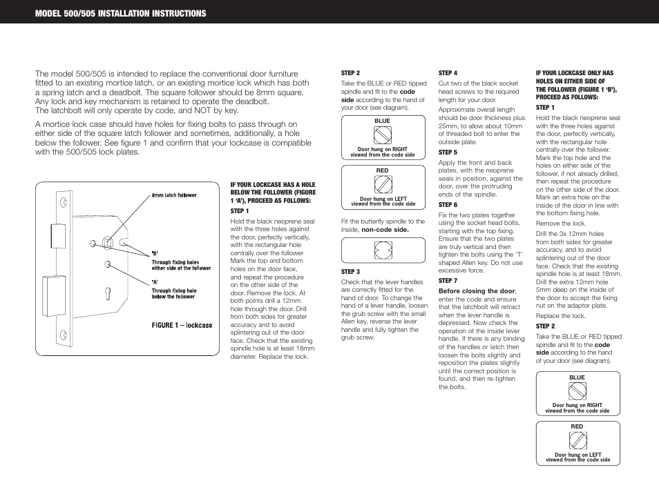 Codelocks CL525 Mortice Lock with Double Cylinder User Manual | Page 3 / 6