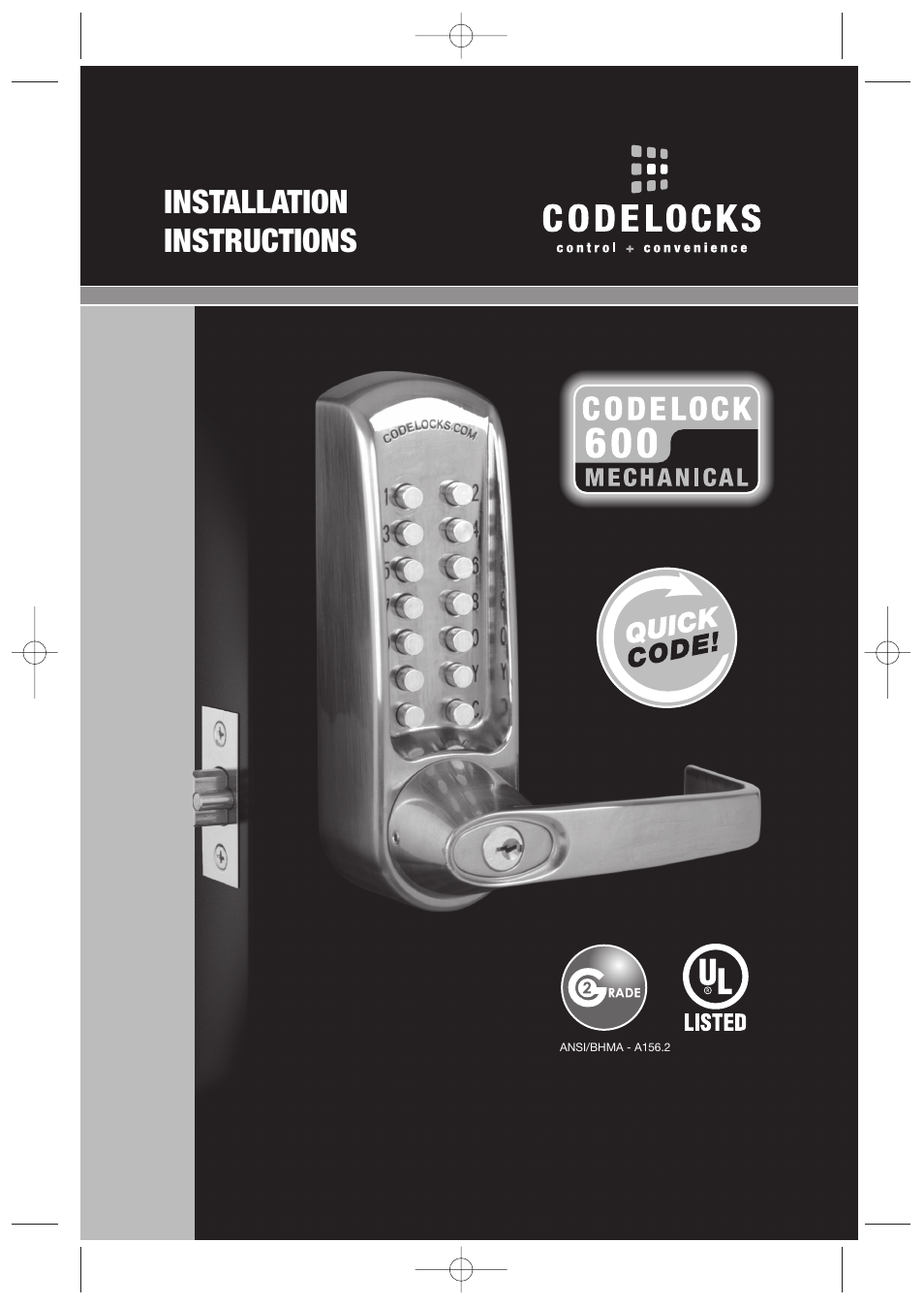 Codelocks CL625 Double Cylinder Mortice Lock User Manual | 16 pages