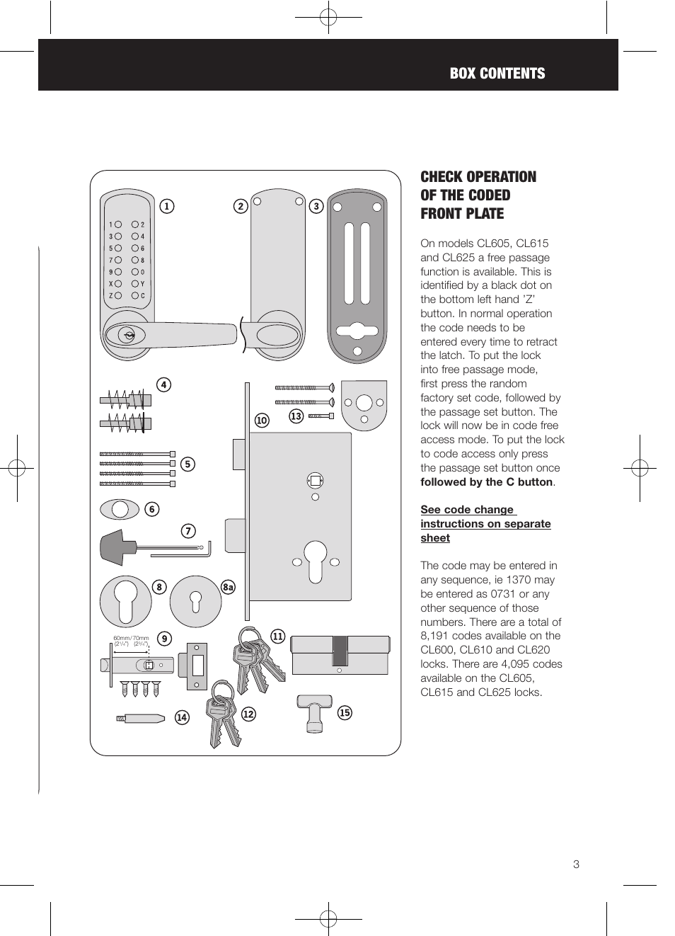 Codelocks CL625 Double Cylinder Mortice Lock User Manual | Page 3 / 16