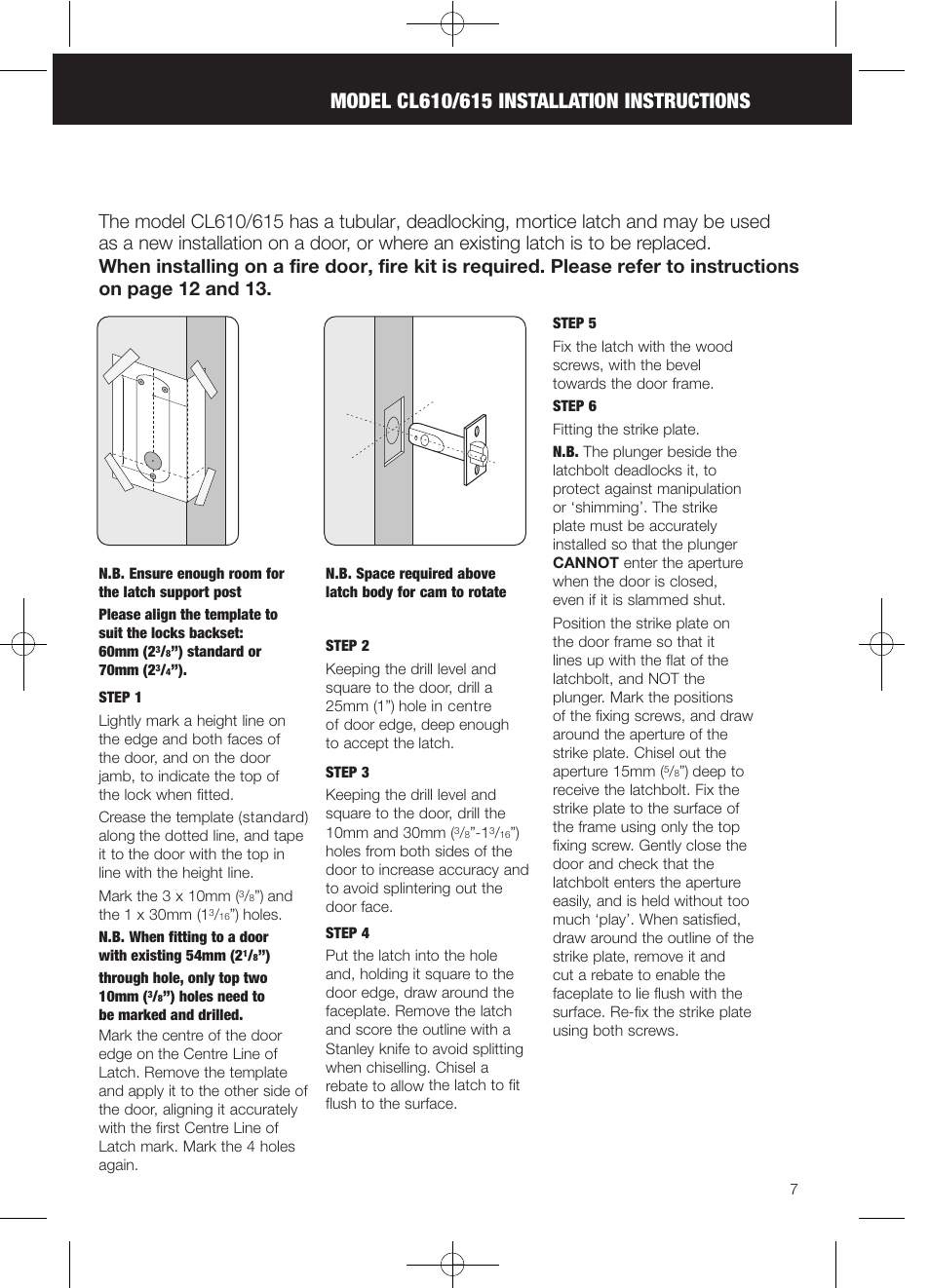 Codelocks CL625 Double Cylinder Mortice Lock User Manual | Page 7 / 16