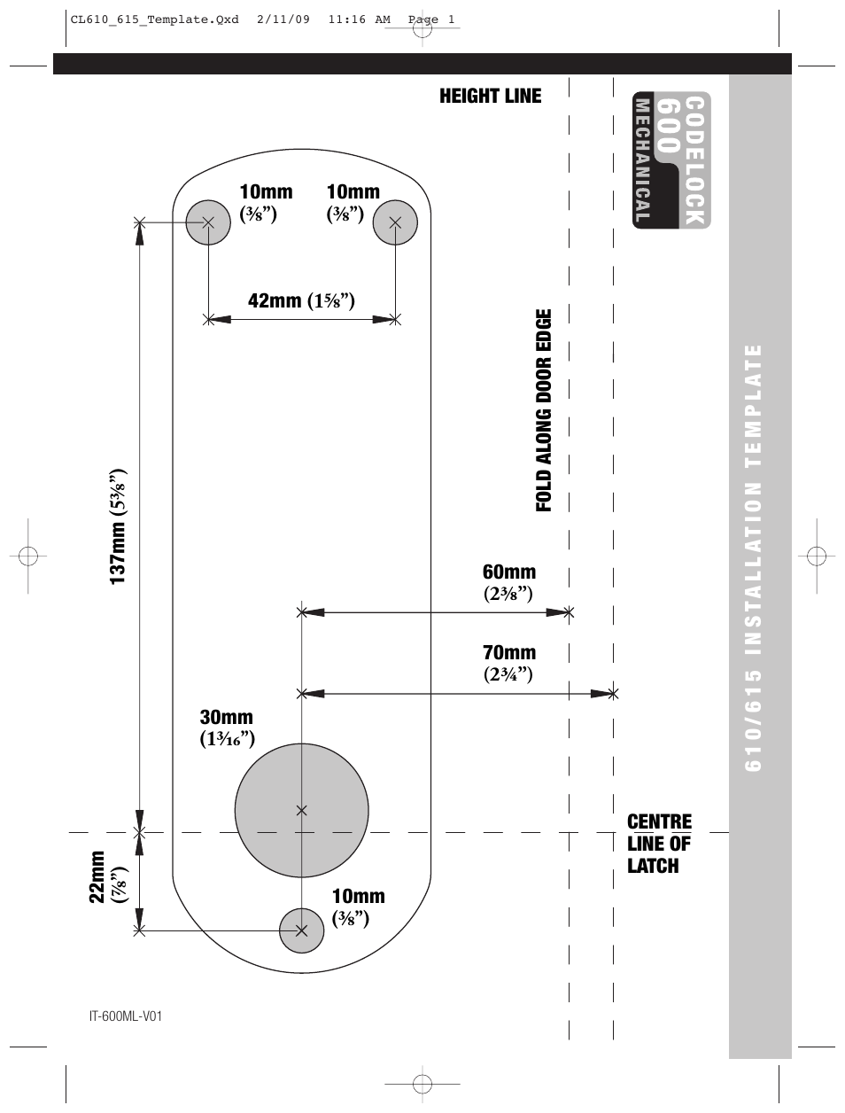 Codelocks CL625 Double Cylinder Mortice Lock User Manual | 2 pages