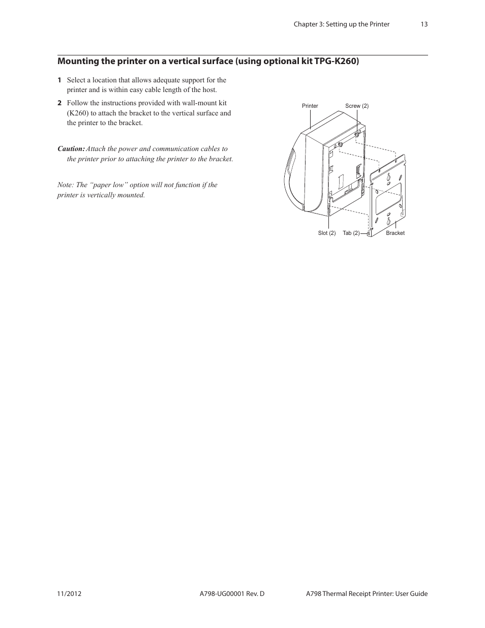 Mounting the printer on a vertical surface | CognitiveTPG A798 User Manual | Page 13 / 32