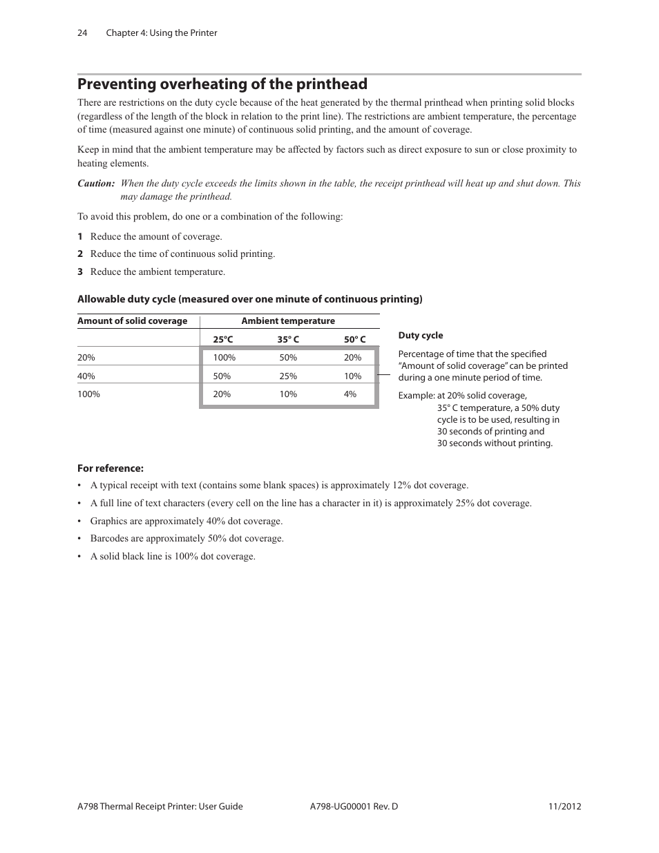 Preventing overheating of the printhead | CognitiveTPG A798 User Manual | Page 24 / 32