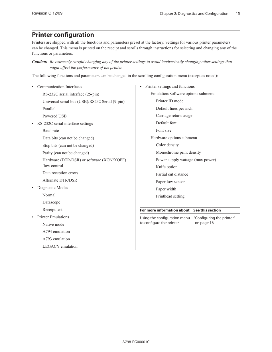 Printer configuration | CognitiveTPG A798 User Manual | Page 15 / 121