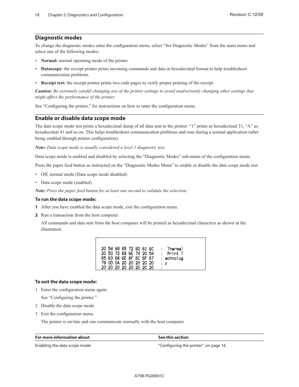 Diagnostic modes, Enable or disable data scope mode | CognitiveTPG A798 User Manual | Page 18 / 121