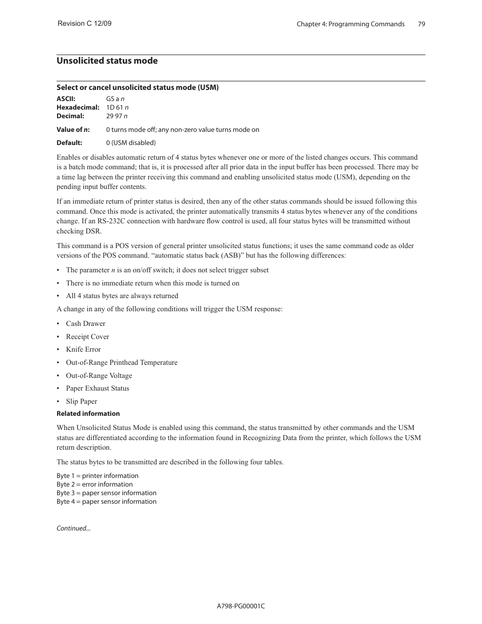 Unsolicited status mode | CognitiveTPG A798 User Manual | Page 79 / 121