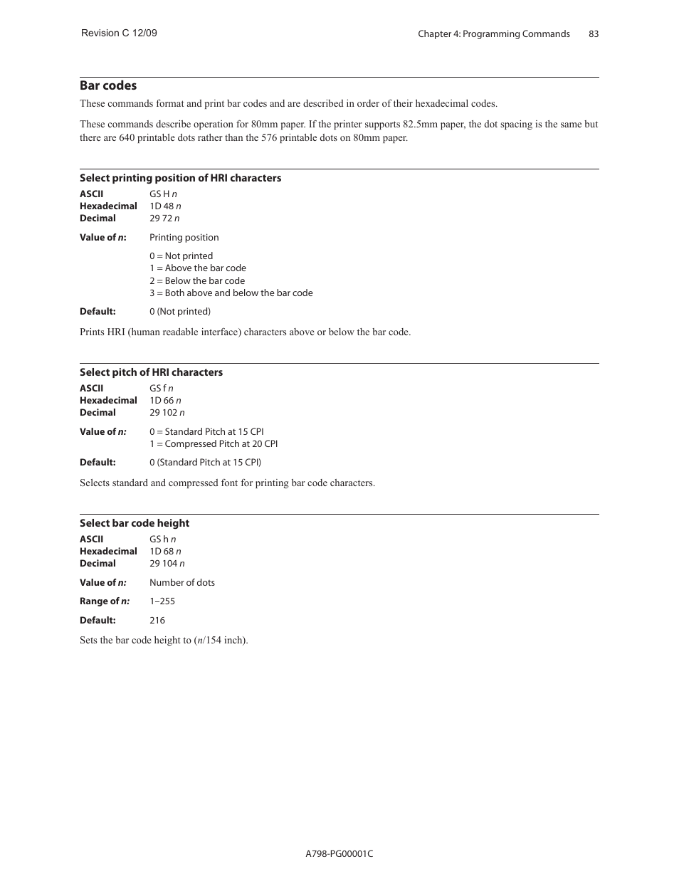 Bar codes | CognitiveTPG A798 User Manual | Page 83 / 121