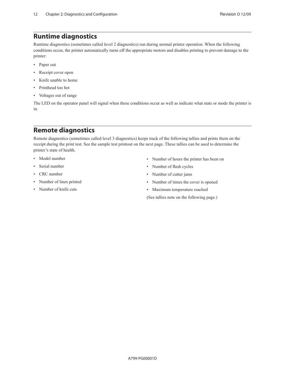 Runtime diagnostics, Remote diagnostics | CognitiveTPG A799 User Manual | Page 12 / 142