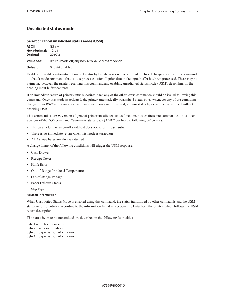 Unsolicited status mode | CognitiveTPG A799 User Manual | Page 95 / 142