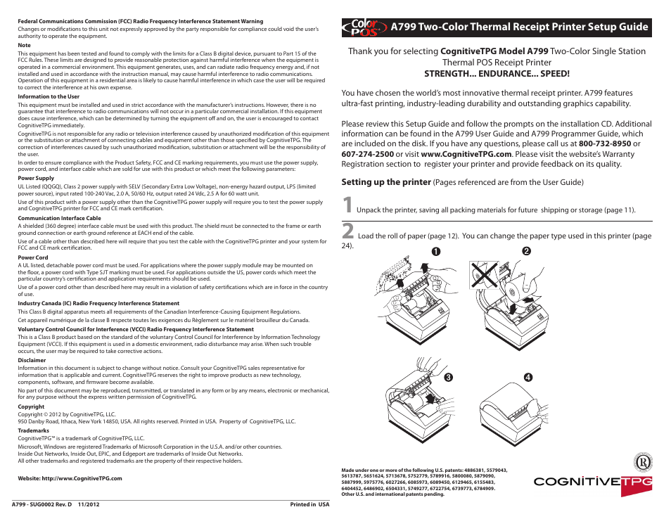 CognitiveTPG A799 User Manual | 2 pages