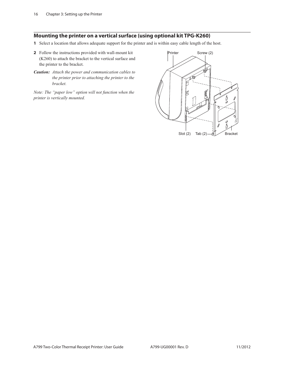 Mounting the printer on a vertical surface | CognitiveTPG A799 User Manual | Page 16 / 36