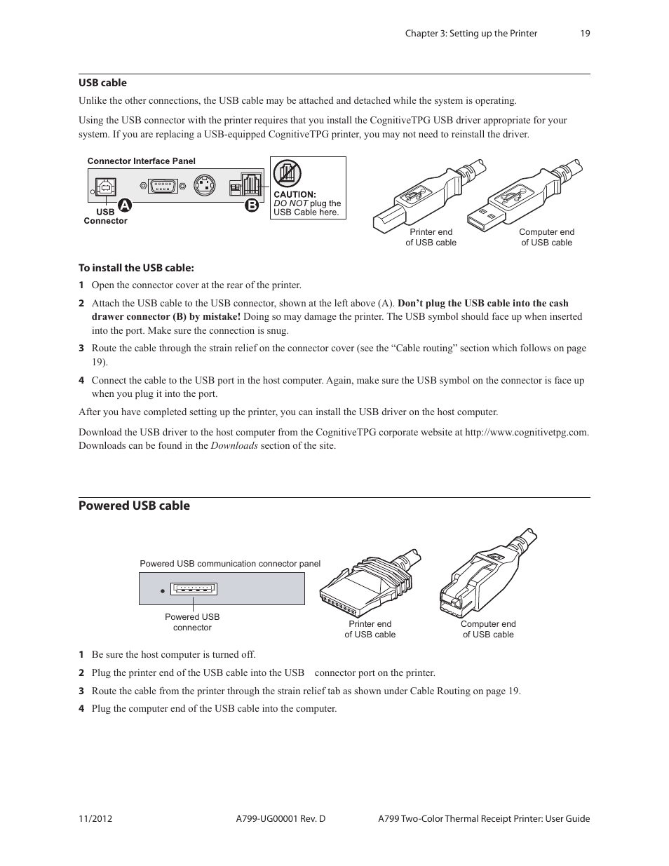 Usb cable powered usb cable, Powered usb cable | CognitiveTPG A799 User Manual | Page 19 / 36