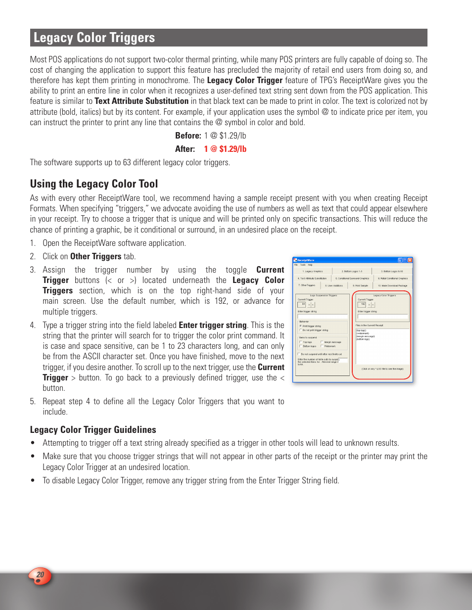 Legacy color triggers, Using the legacy color tool | CognitiveTPG A776 User Manual | Page 20 / 32