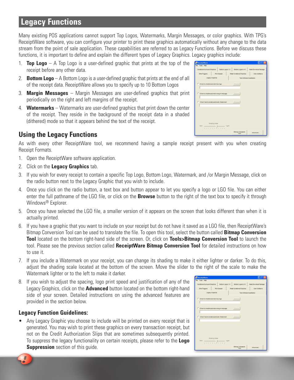 Legacy functions, Using the legacy functions | CognitiveTPG A776 User Manual | Page 8 / 32
