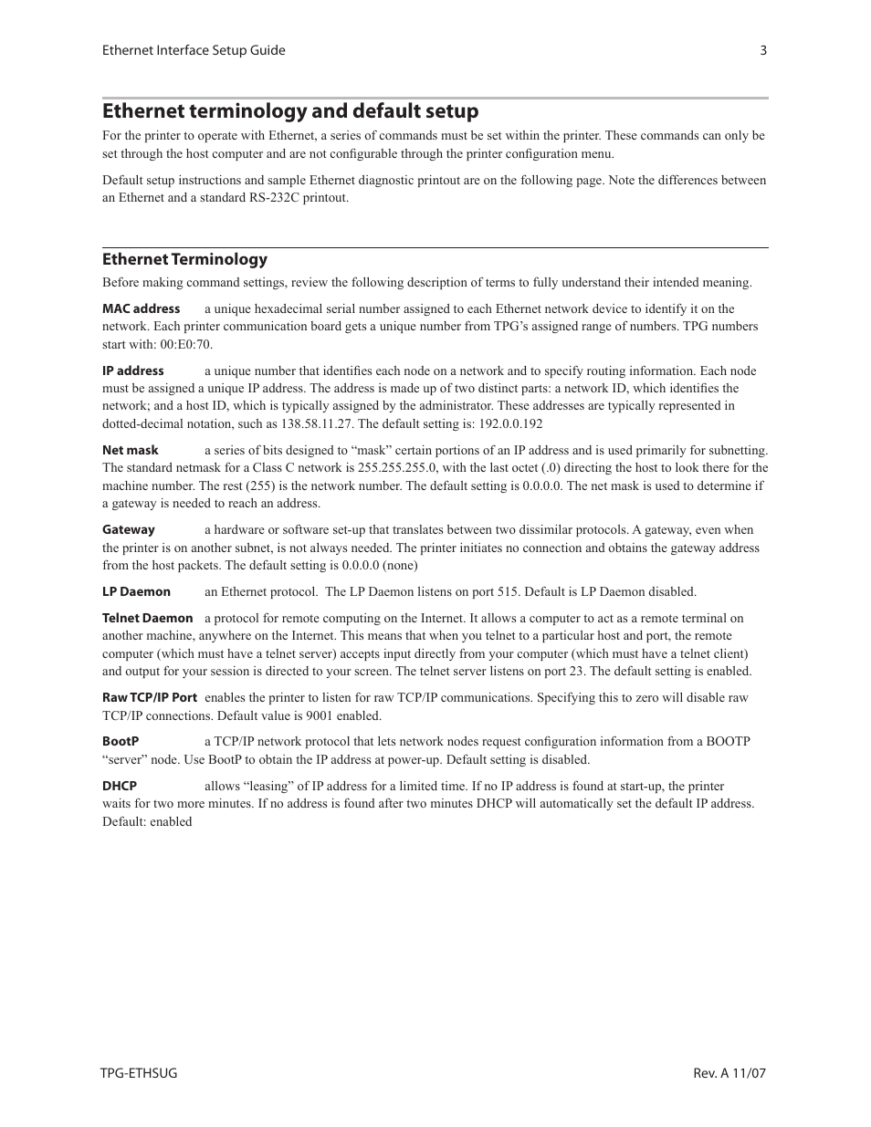 Ethernet terminology and default setup | CognitiveTPG A799 User Manual | Page 3 / 10