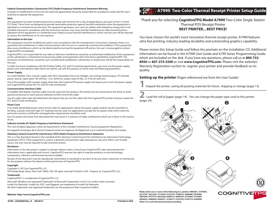 CognitiveTPG A799II User Manual | 2 pages