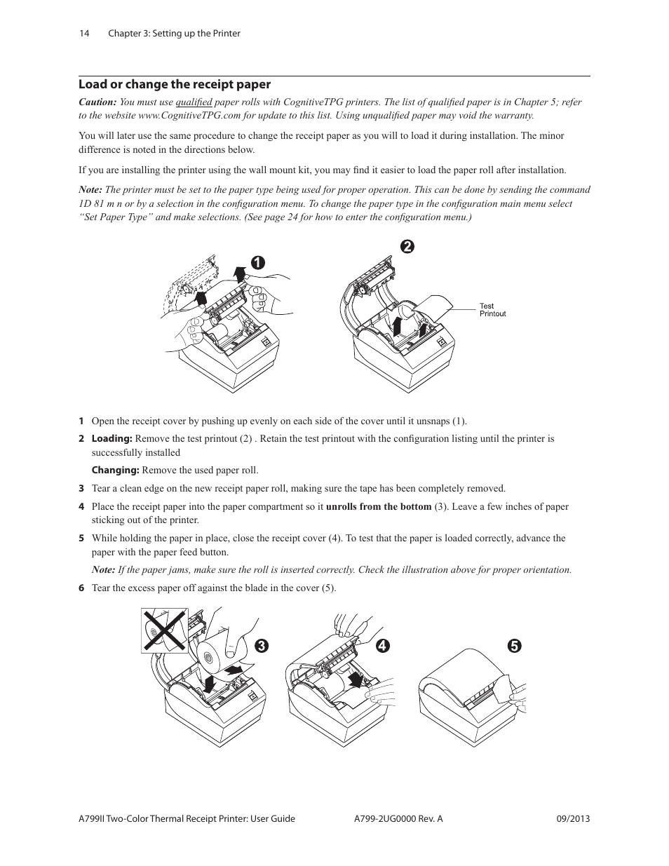 Load or change the receipt paper | CognitiveTPG A799II User Manual | Page 14 / 36