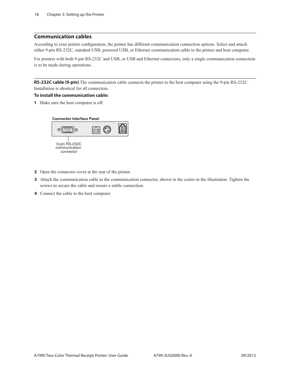 Communication cables, Rs-232c cable (9-pin) | CognitiveTPG A799II User Manual | Page 18 / 36