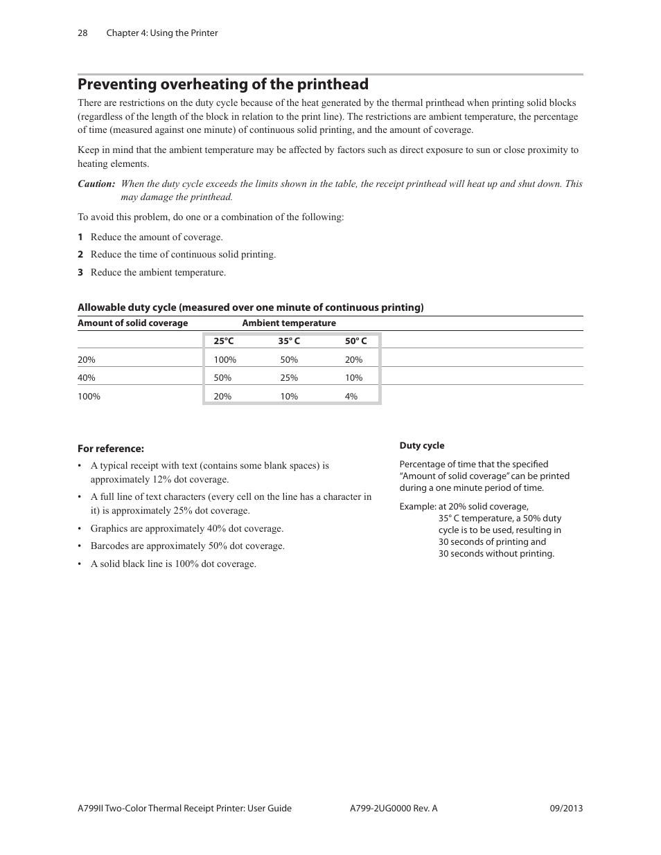 Preventing overheating of the printhead | CognitiveTPG A799II User Manual | Page 28 / 36