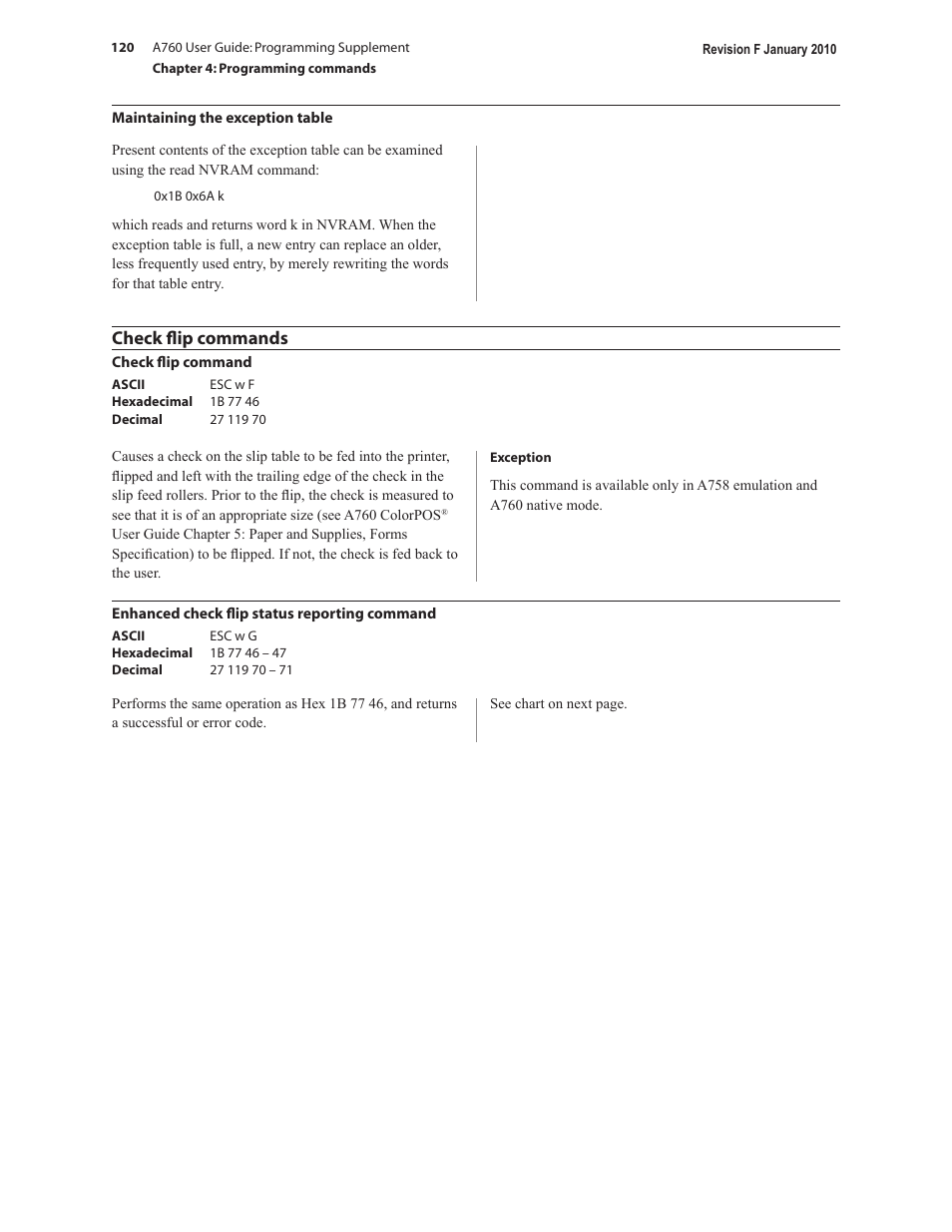 Check flip commands | CognitiveTPG A760 User Manual | Page 120 / 154