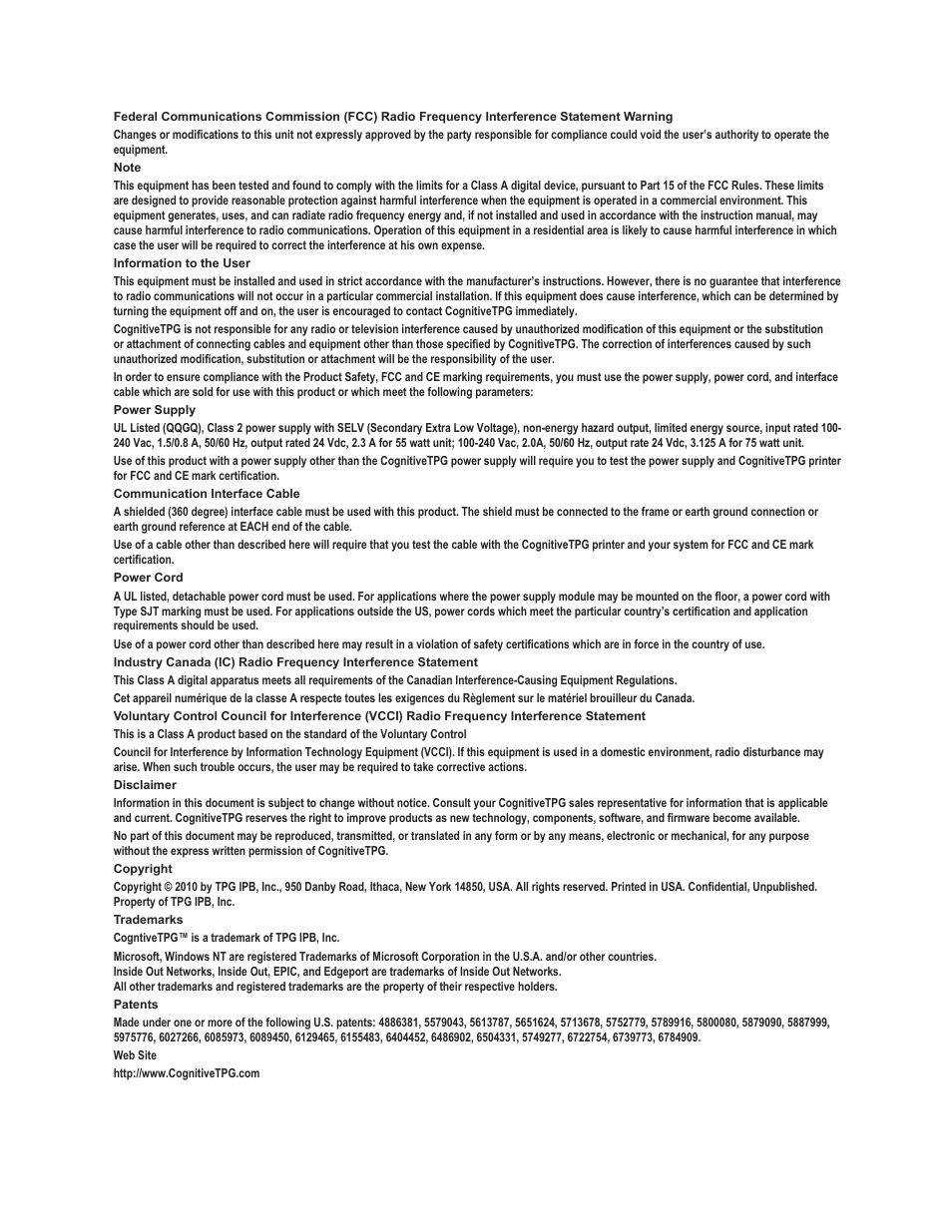 CognitiveTPG A760 User Manual | Page 2 / 154