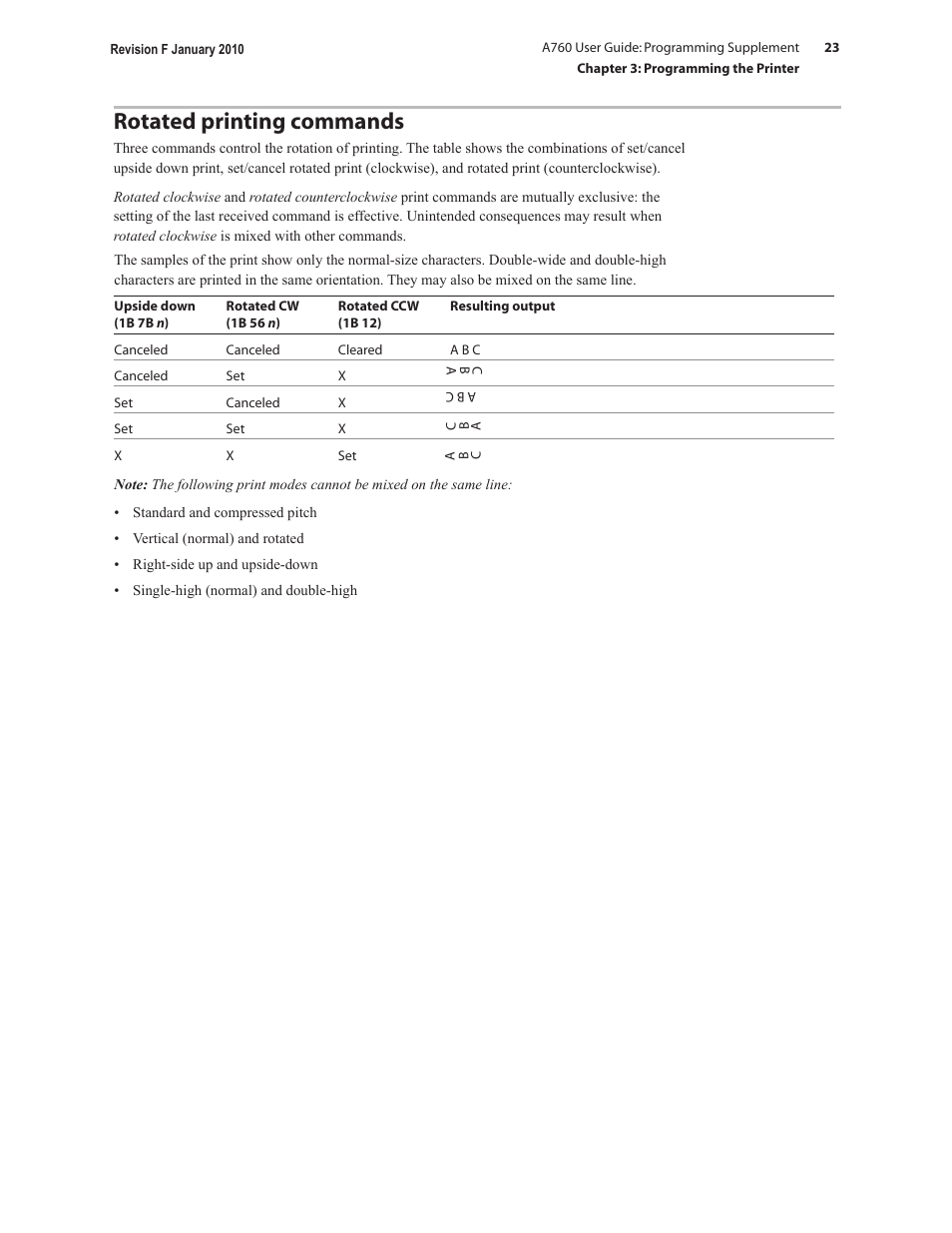 Rotated printing commands | CognitiveTPG A760 User Manual | Page 23 / 154
