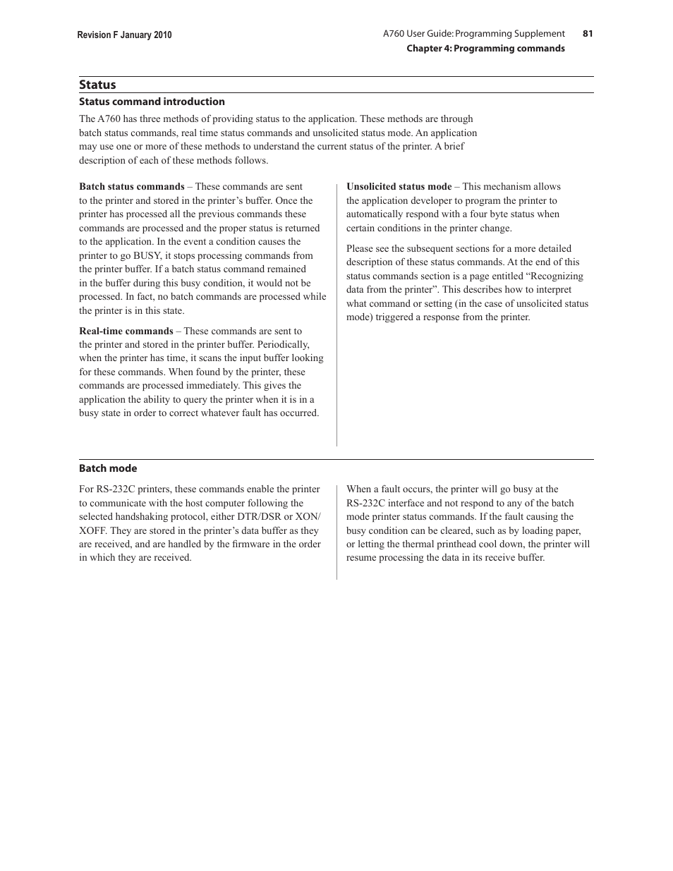 Status | CognitiveTPG A760 User Manual | Page 81 / 154
