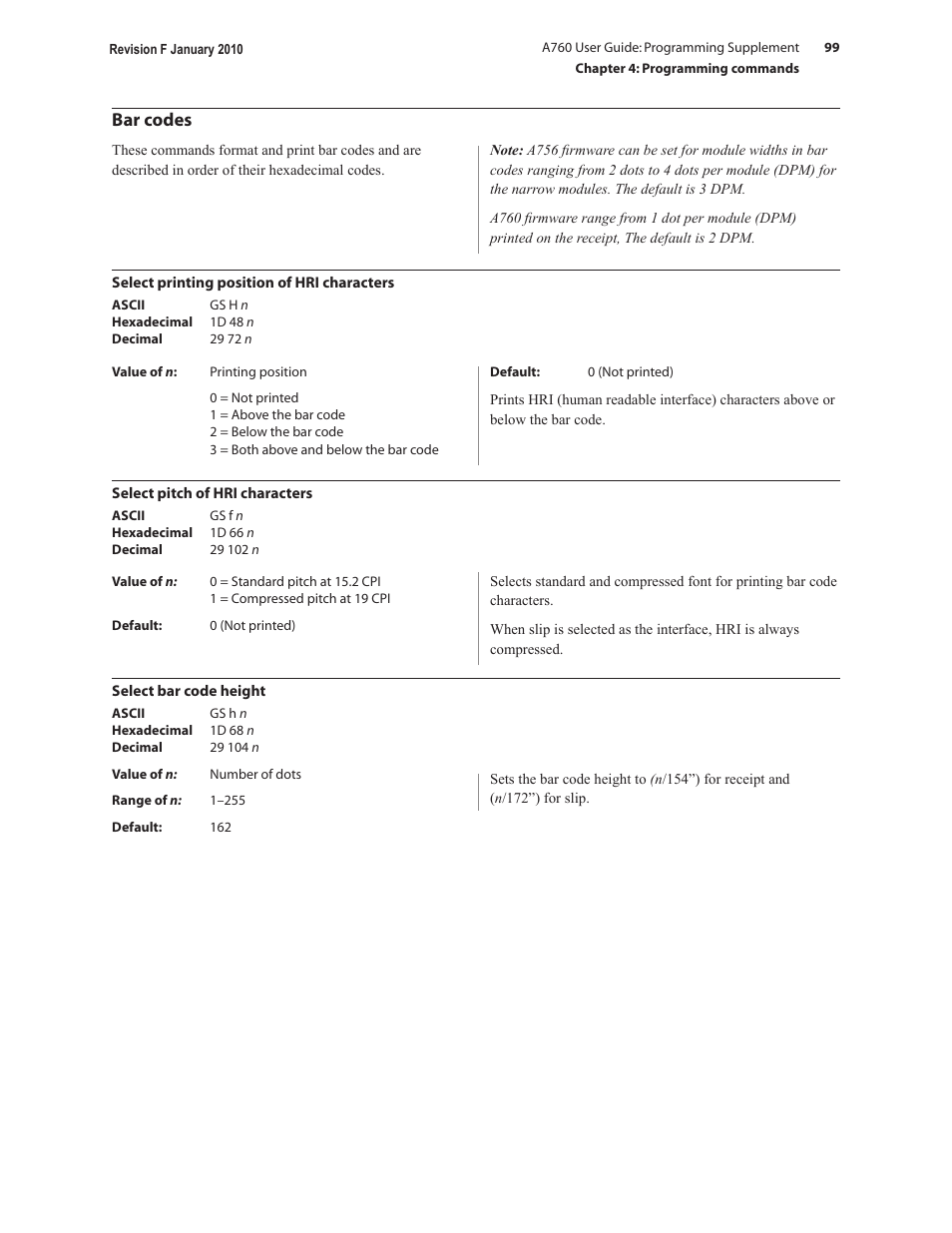 Bar codes | CognitiveTPG A760 User Manual | Page 99 / 154