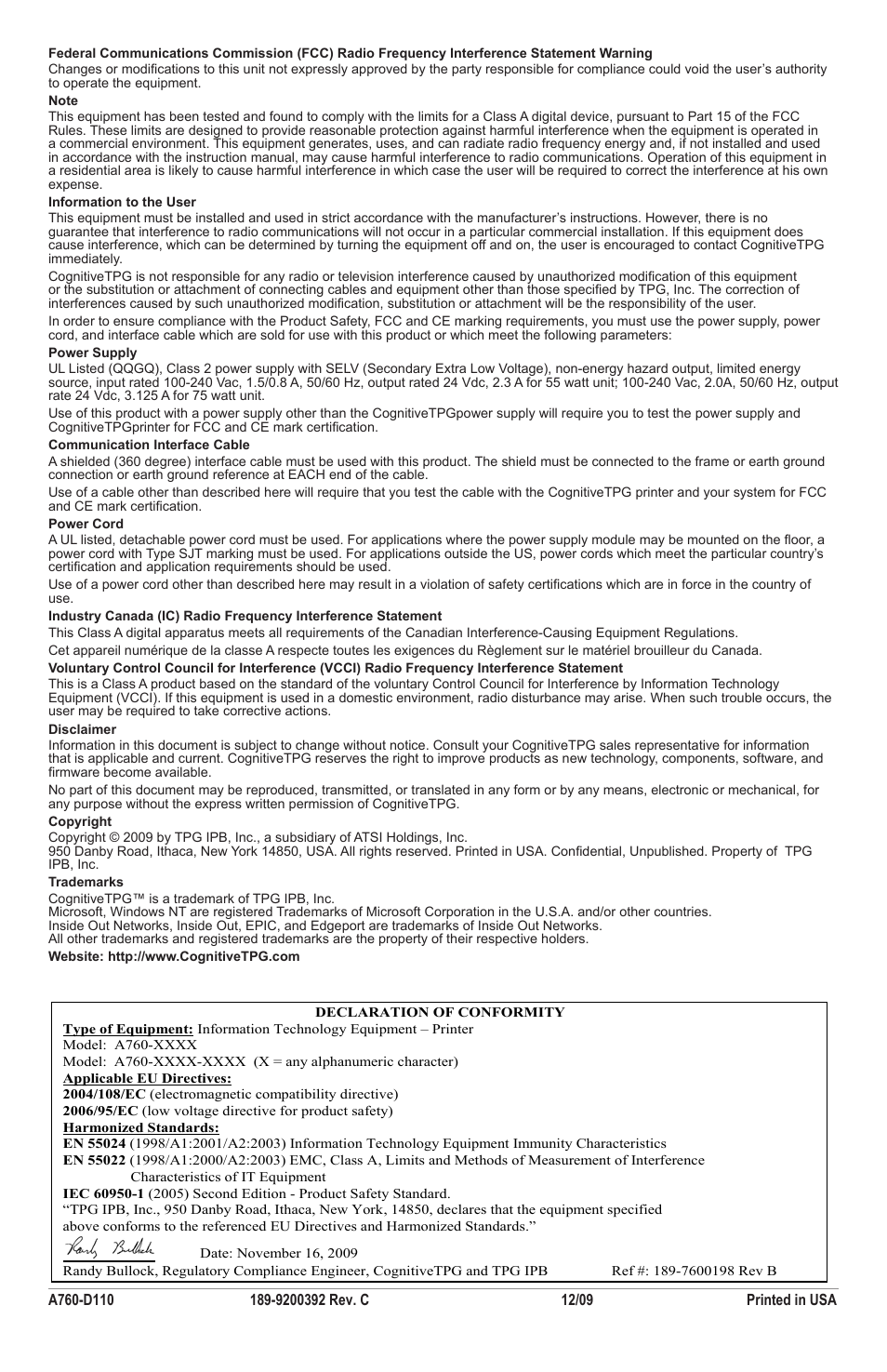 CognitiveTPG A760 User Manual | Page 4 / 4