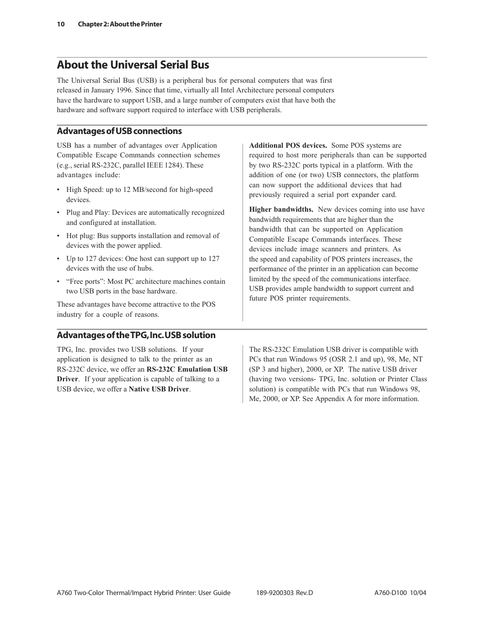 About the universal serial bus | CognitiveTPG A760 User Manual | Page 10 / 64