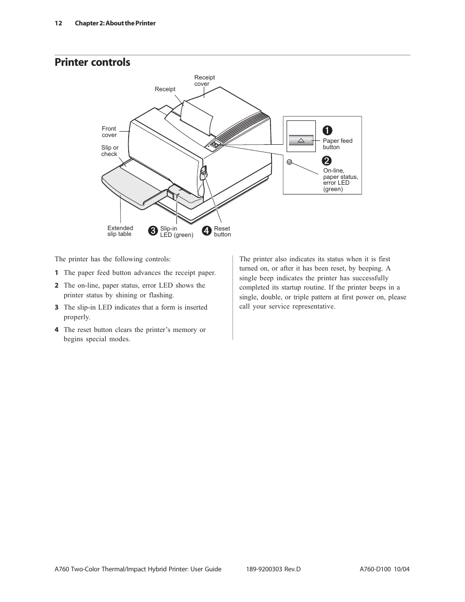 Printer controls | CognitiveTPG A760 User Manual | Page 12 / 64