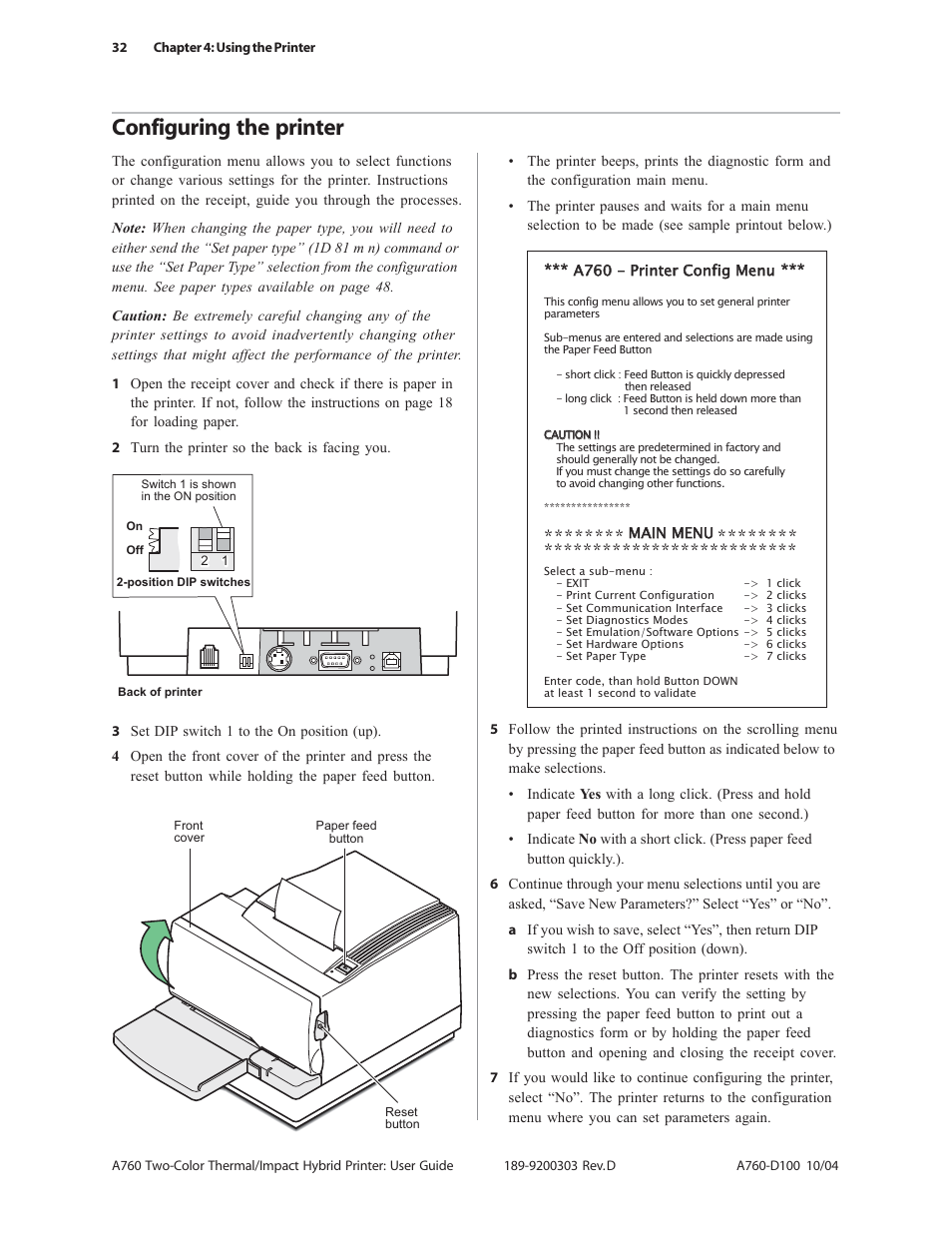 Configuring the printer | CognitiveTPG A760 User Manual | Page 32 / 64